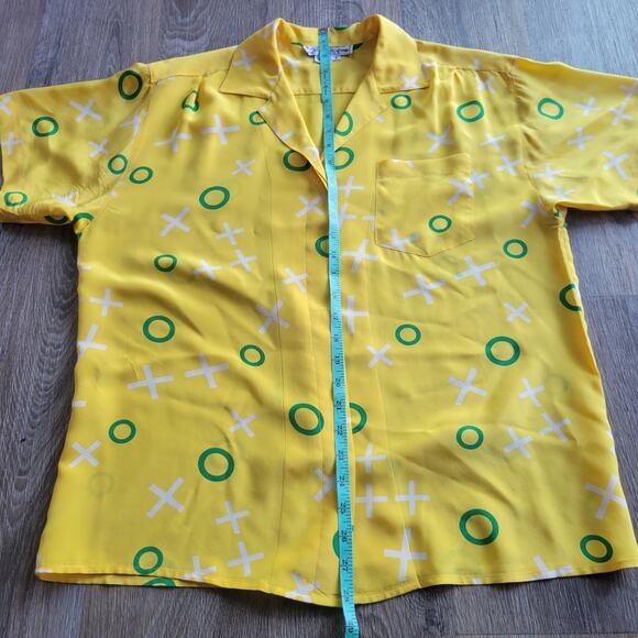 Saks Fifth Avenue Silk Yellow Collard Button Top Size 8 - Picture 6 of 7